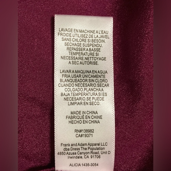 NWT Dress the Population Alicia Mixed Media Dark Magenta Midi Dress - Sz S - Picture 8 of 9